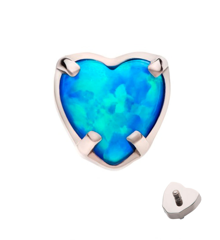Heart Blue Opalite Internally Threaded Titanium Top
