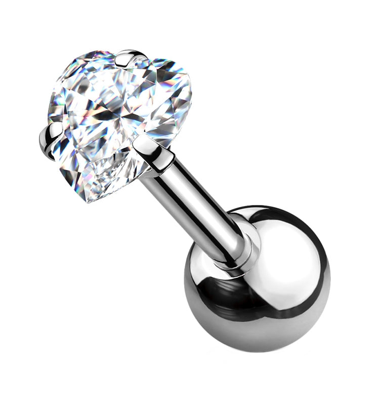 16G Heart CZ Top Cartilage Barbell