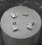 Heart CZ Cut Out Stainless Steel Threadless Labret