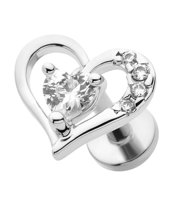 Heart CZ Cut Out Stainless Steel Threadless Labret