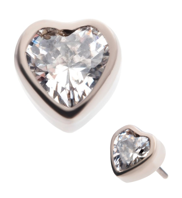 Heart CZ Titanium Threadless Top