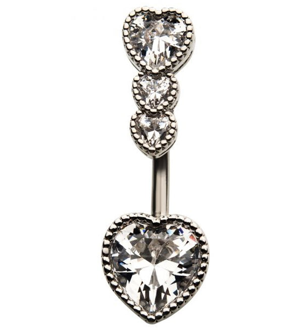 Clear Heart Gem Belly Ring