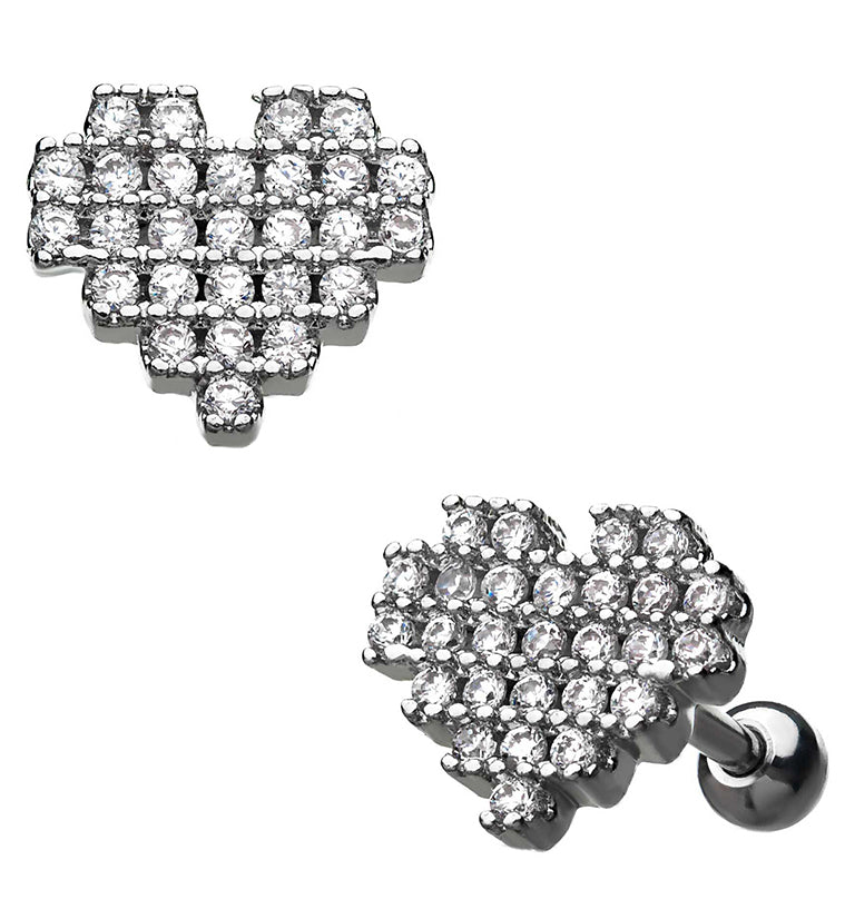 18G Heart Gem Cartilage Barbell