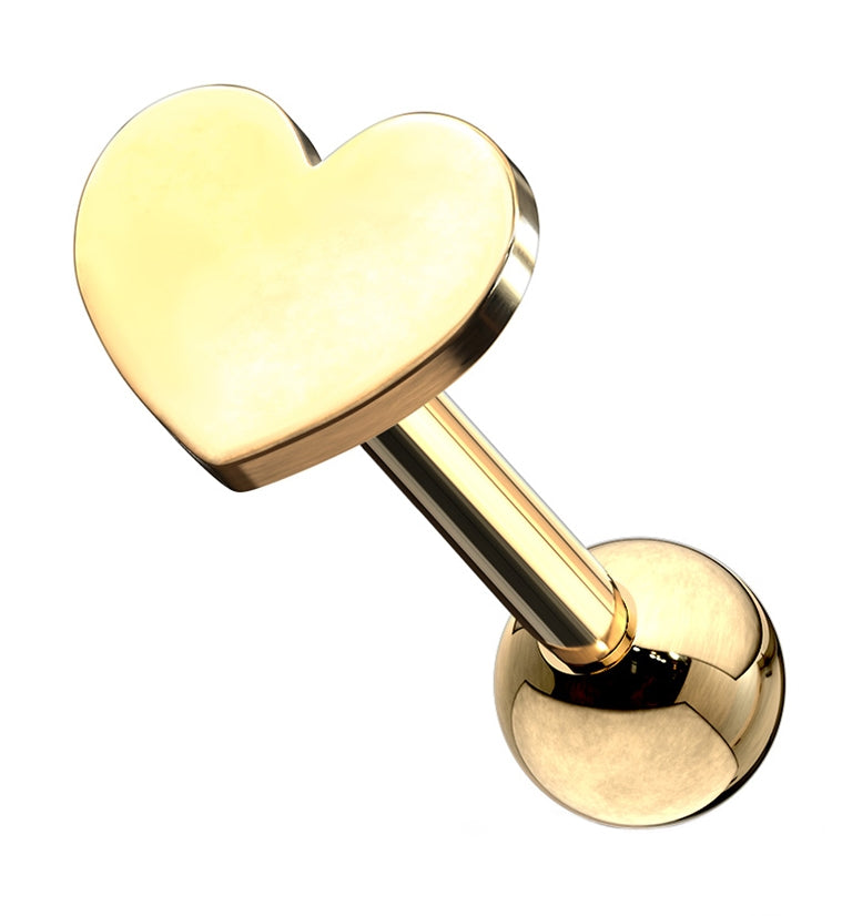 16G Gold PVD Heart Cartilage Barbell