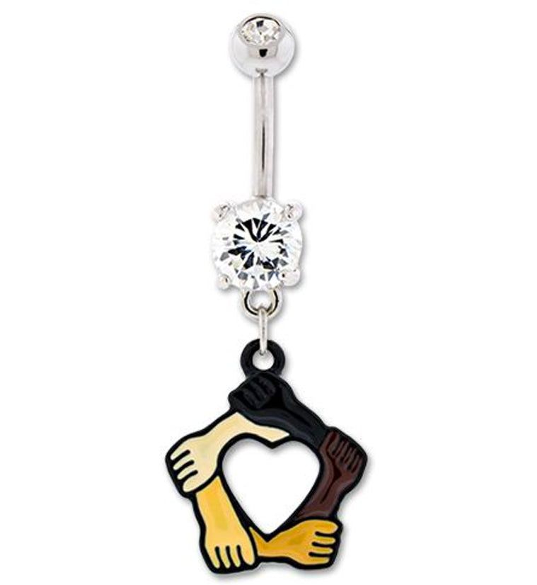 Heart Hands Belly Button Ring