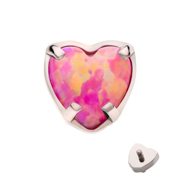 Heart Pink Opalite Internally Threaded Titanium Top