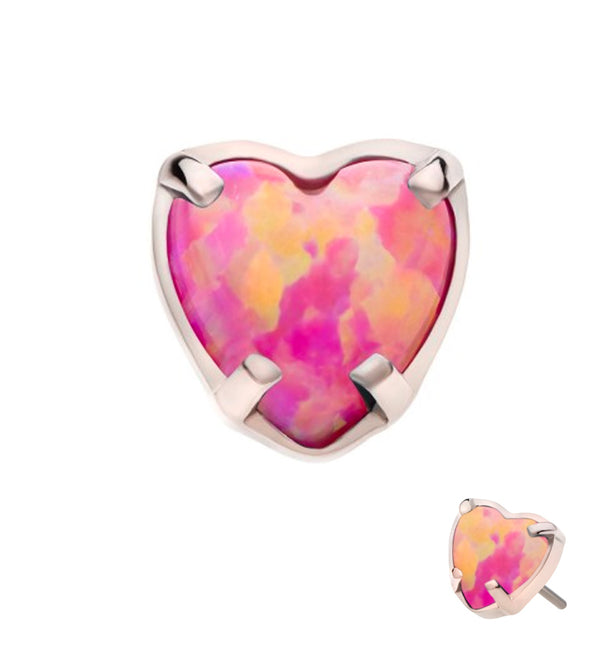 Heart Pink Opalite Threadless Titanium Top
