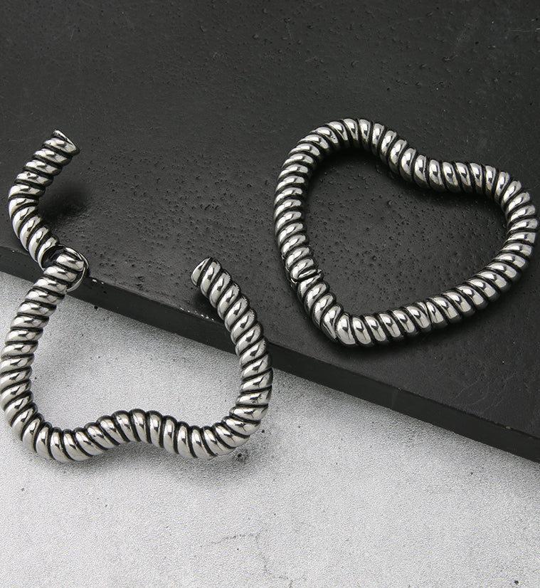 Heart Rope Stainless Steel Hinged Ear Weights