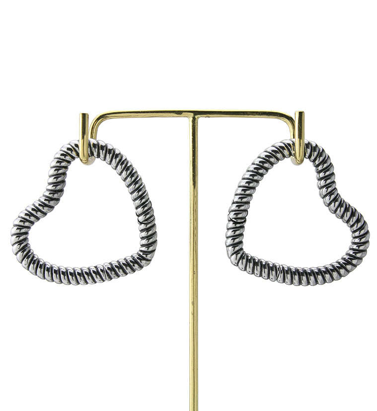 Heart Rope Stainless Steel Hinged Ear Weights