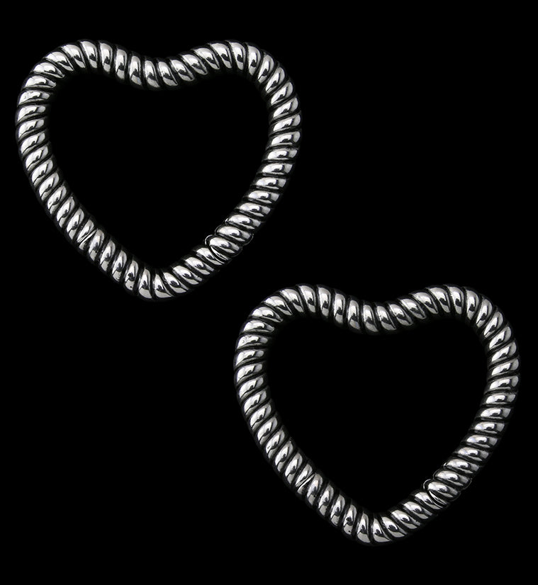 Heart Rope Stainless Steel Hinged Ear Weights