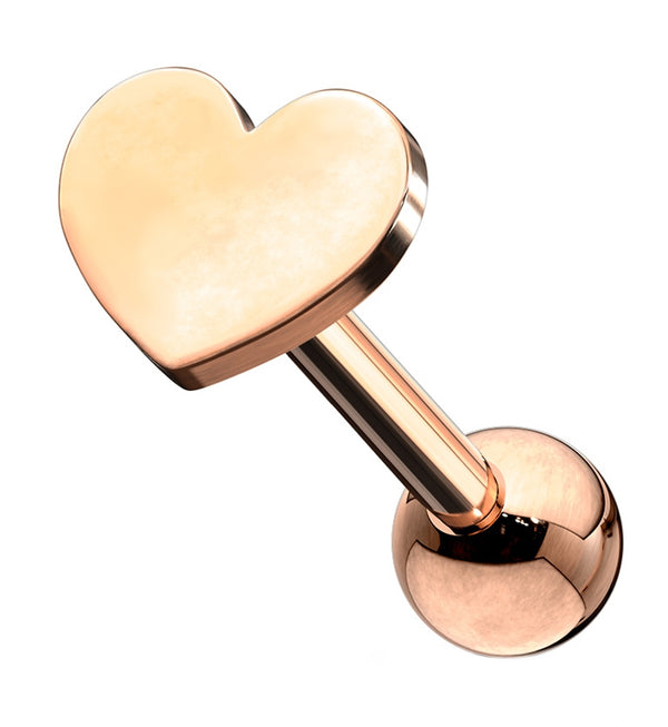 16G Rose Gold PVD Heart Cartilage Barbell