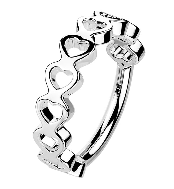 Heart Row Stainless Steel Hinged Segment Ring