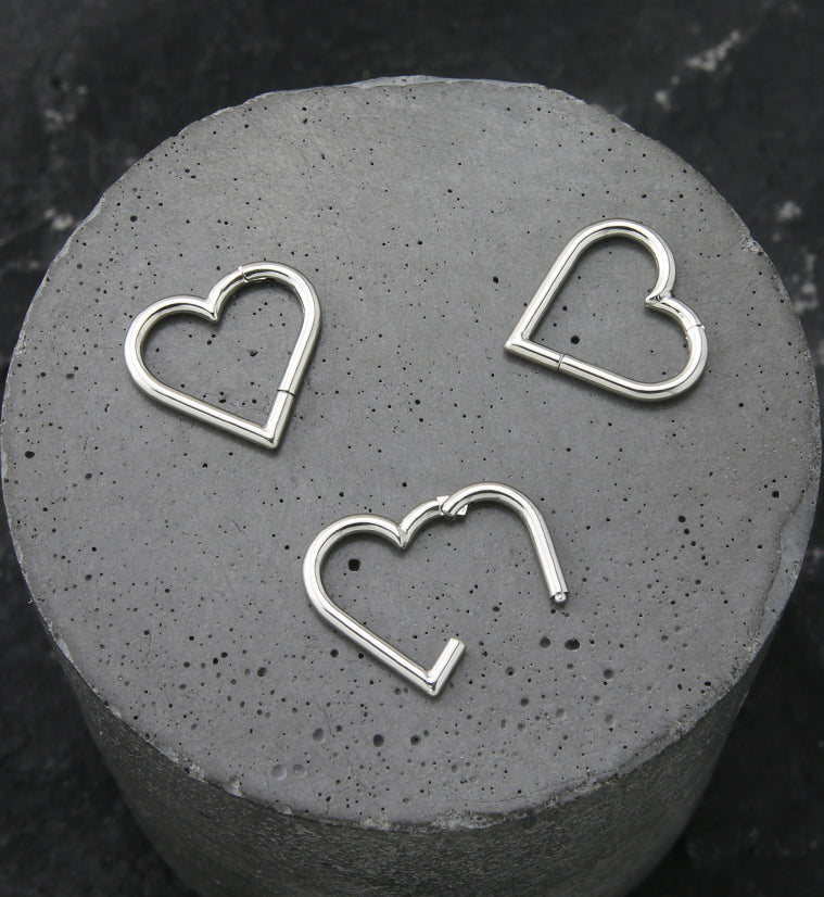 Heart Stainless Steel Hinged Segment Ring