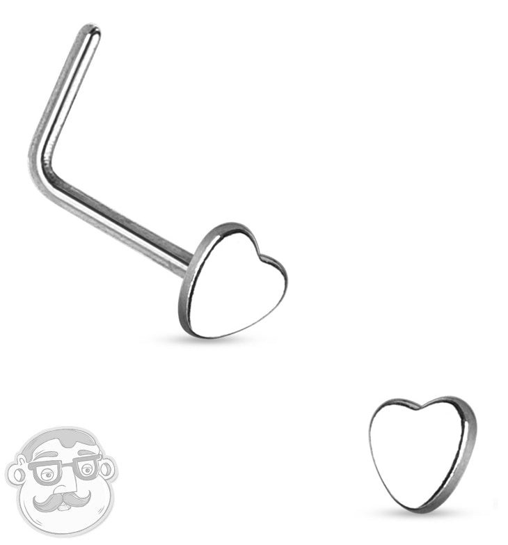 20G Heart Top Stainless Steel L Shaped Nose Ring