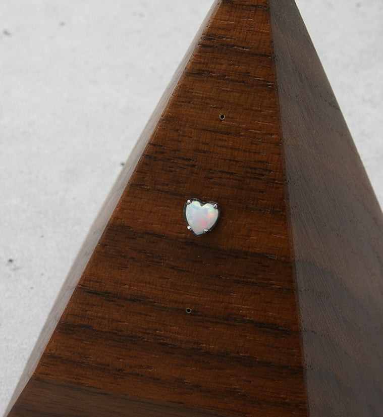 Heart White Opalite Threadless Titanium Top