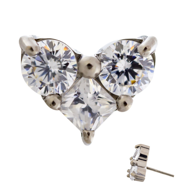 Heart CZ Threadless Titanium Top