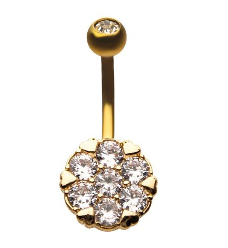 Golden Hedron CZ Belly Ring