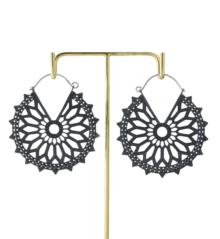 18G Heliacal Black Brass Earrings