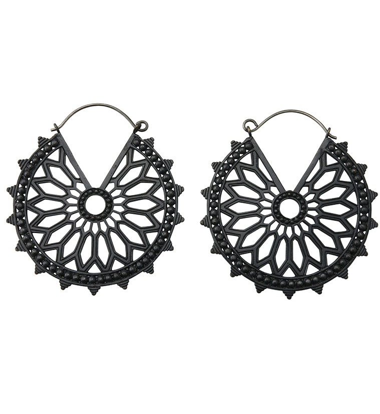 18G Heliacal Black Brass Earrings