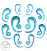 Helical Blue Dichroic Glass Spirals