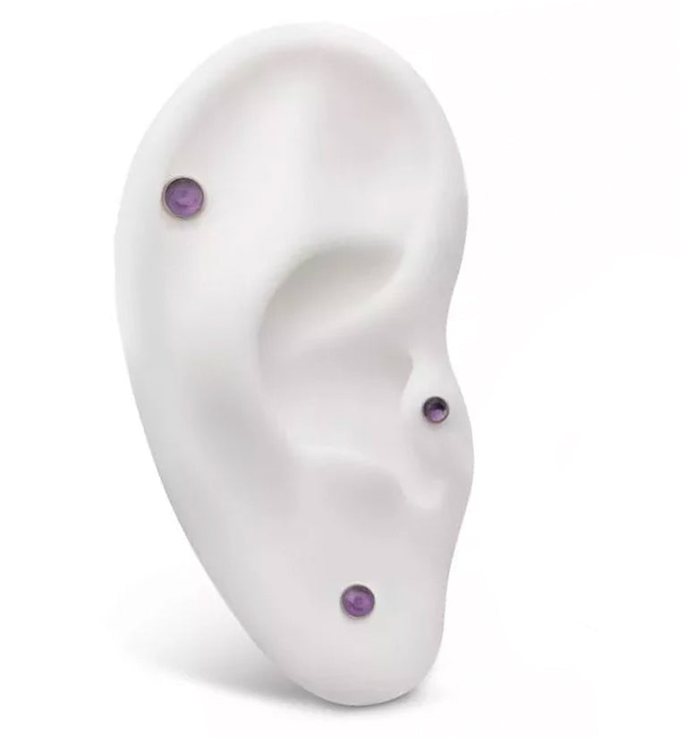 Faceted Blue Sandstone Titanium Threadless Top