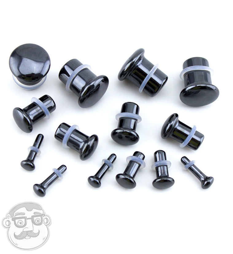 Single Flare Hematite Stone Plugs