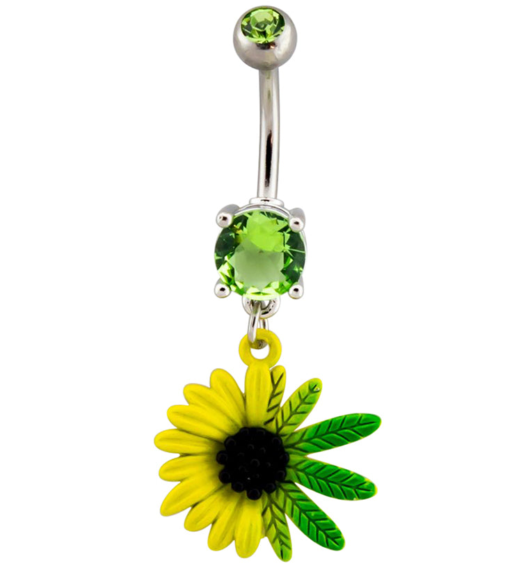 Hemp Sunflower Dangle Belly Button Ring