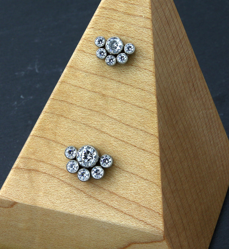 Hexad Clear CZ Threadless Titanium Top