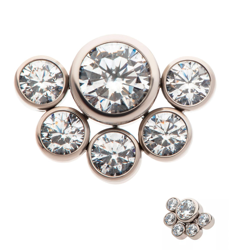 Hexad Clear CZ Threadless Titanium Top