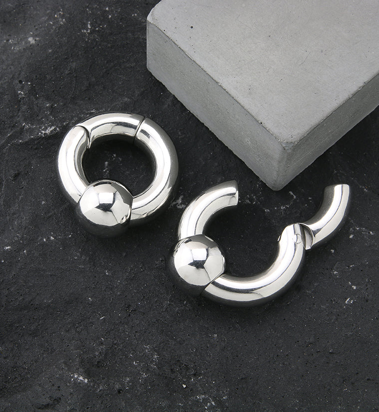 Hinged Slide Bead Stainless Steel Hoop Ear Weights