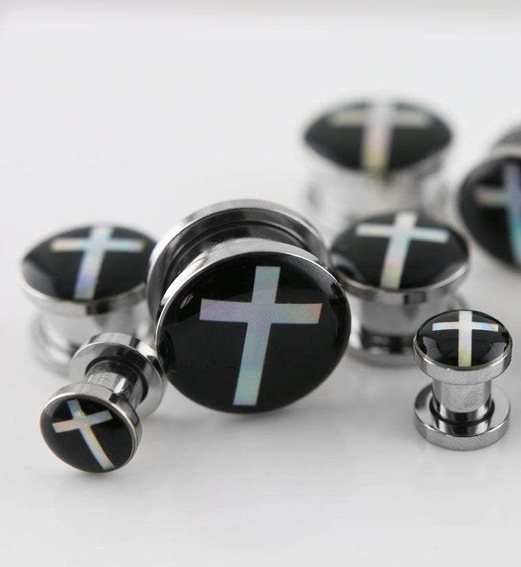 Hologram Cross Stainless Steel Plugs