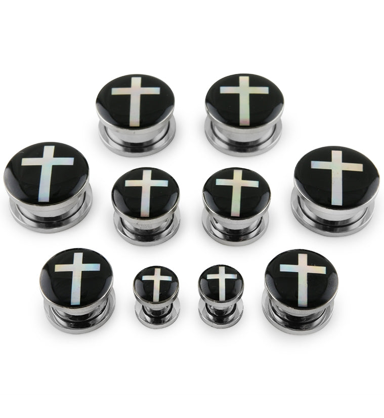 Hologram Cross Stainless Steel Plugs