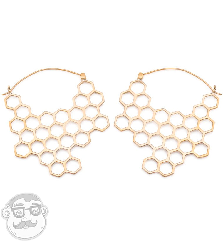 18G Honeycomb Brass Earrings18G Honeycomb Brass Earrings
