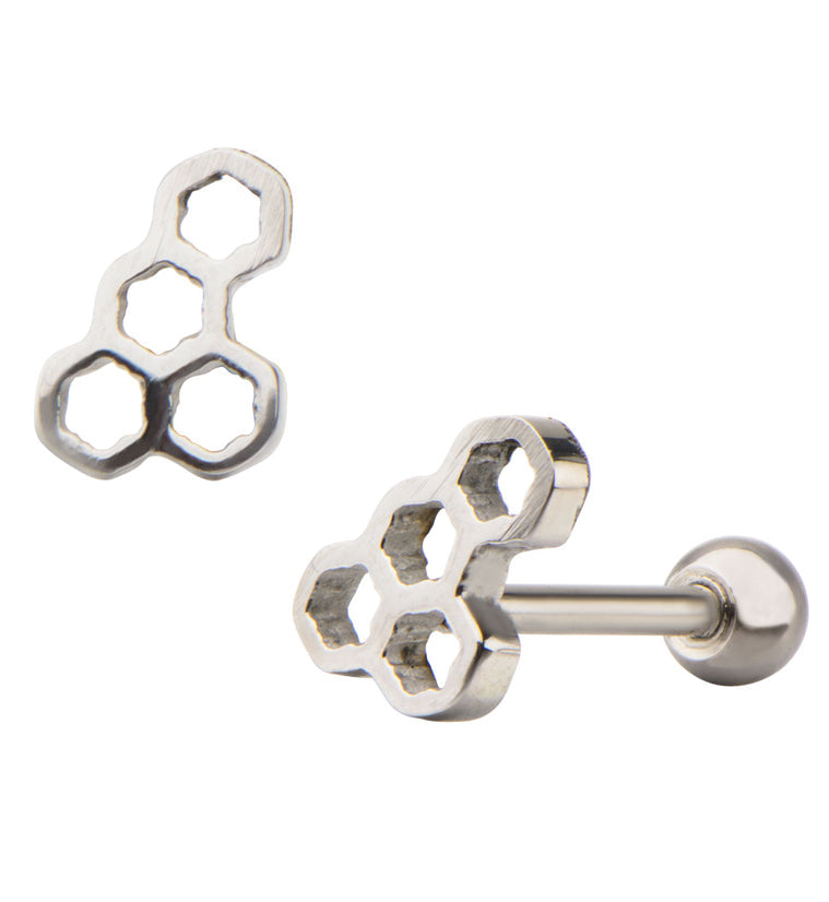18G Honeycomb Steel Tragus / Cartilage Barbell