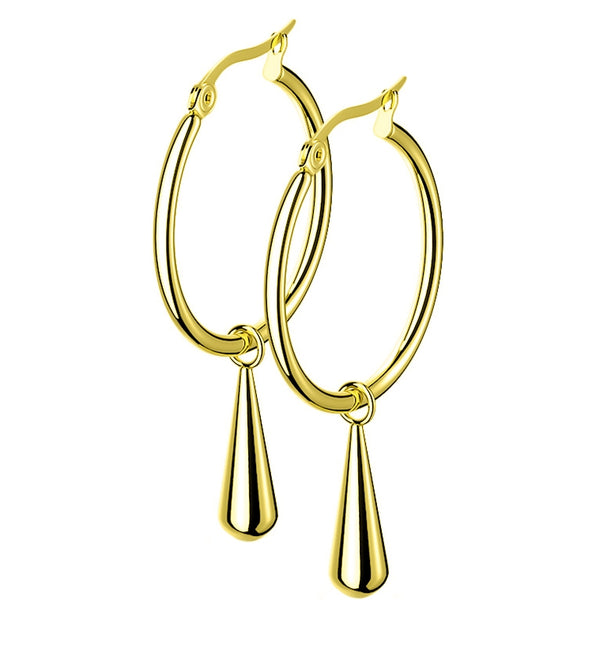 Gold PVD Hoop Drop Earrings