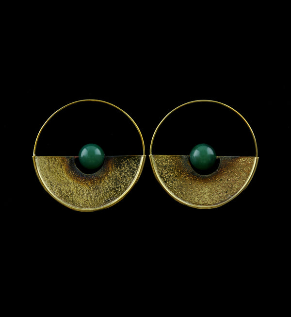 18G Meridian Jade Sphere Brass Earrings / Hangers