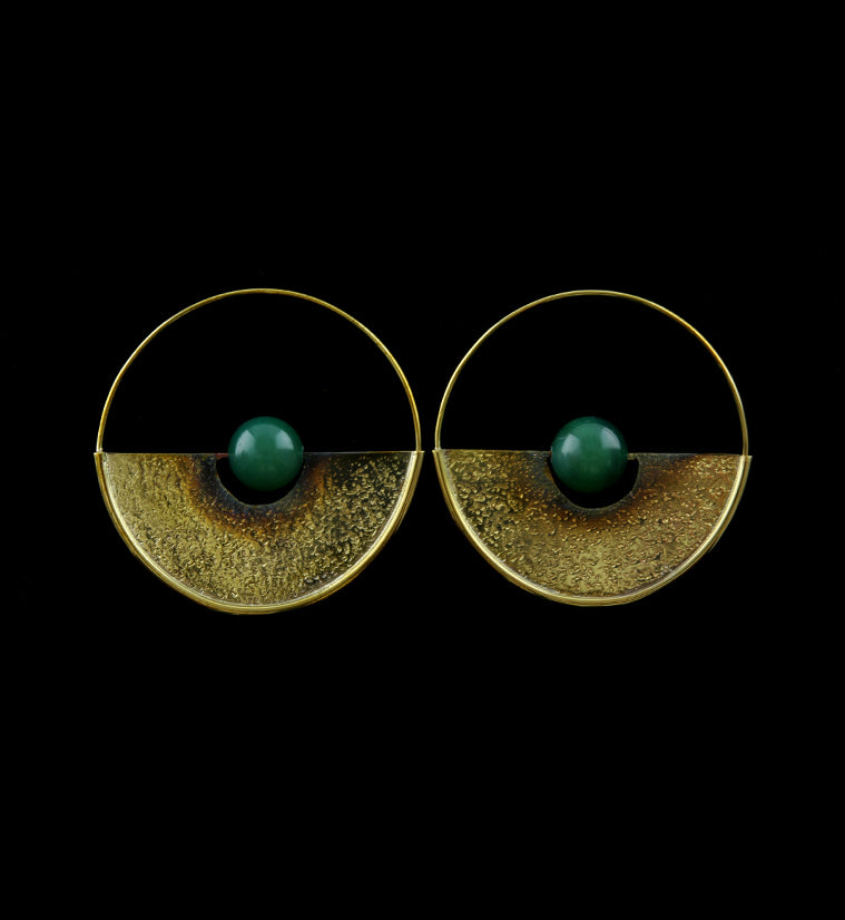 18G Meridian Jade Sphere Brass Earrings / Hangers