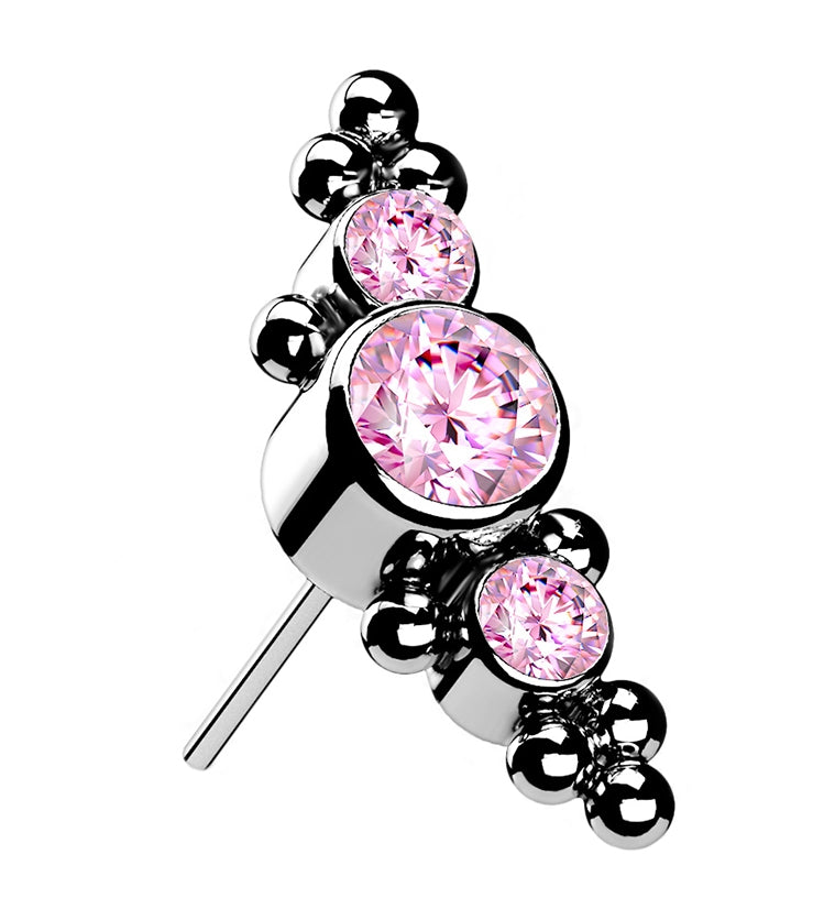 Horde Cluster Pink CZ Titanium Threadless Top