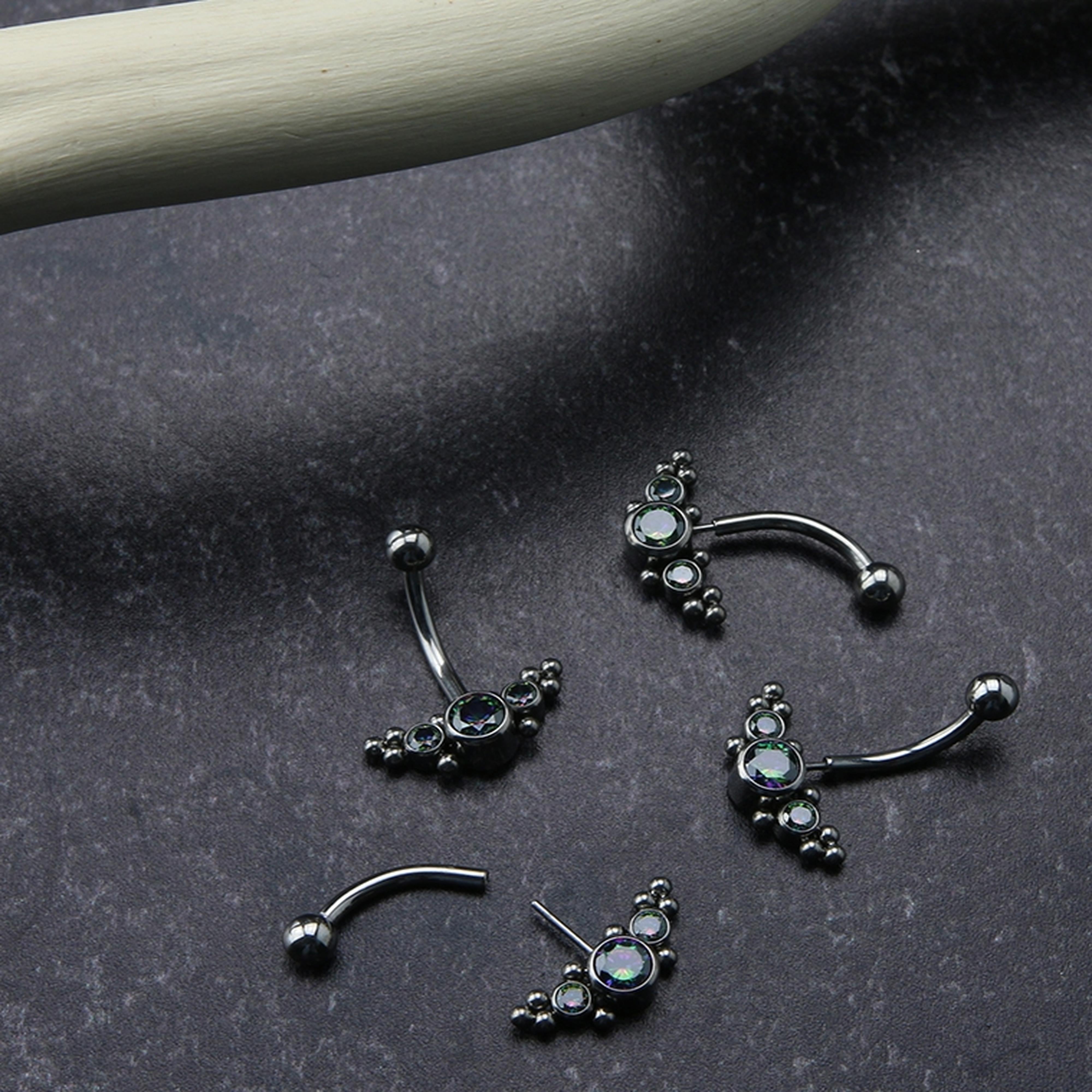 Horde Cluster CZ Titanium Threadless Curved Barbell