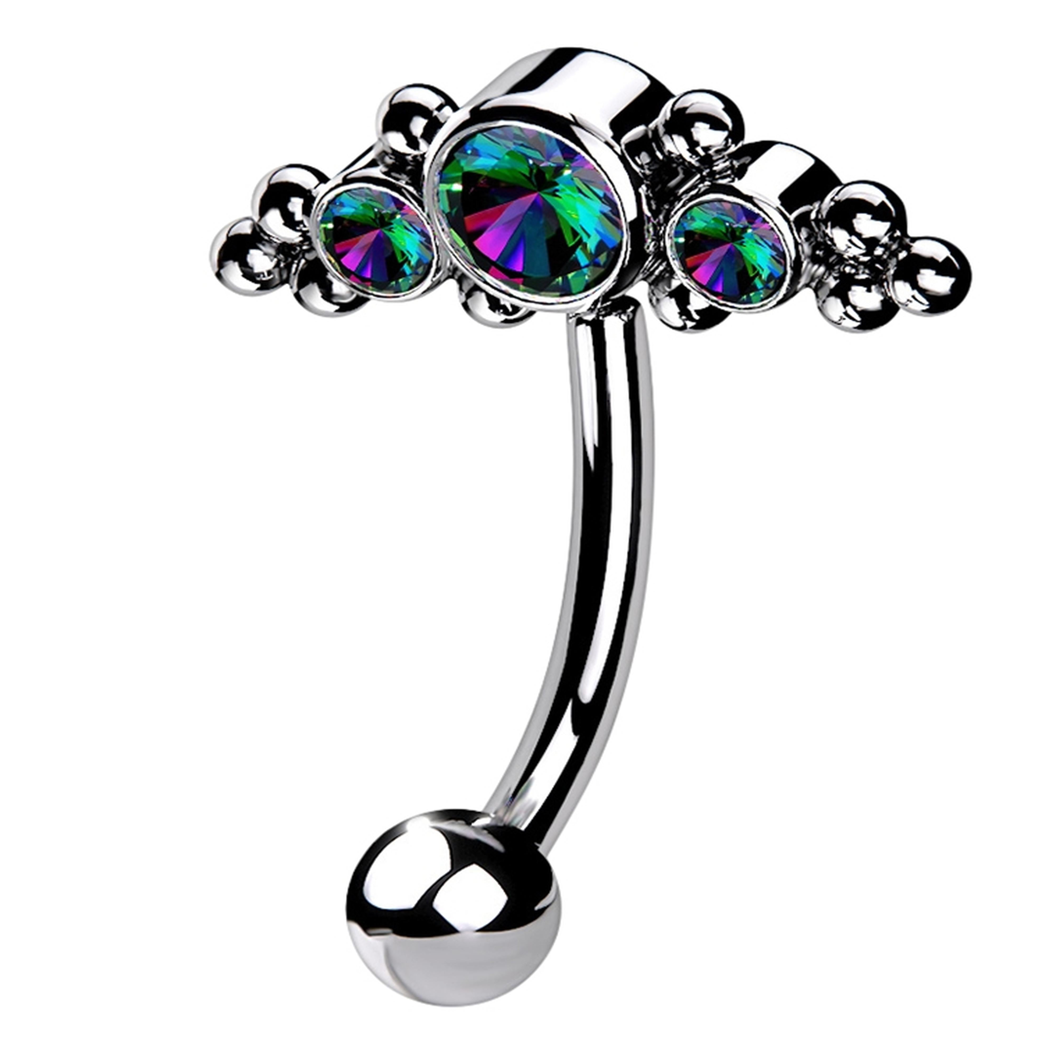 Horde Cluster CZ Titanium Threadless Curved Barbell