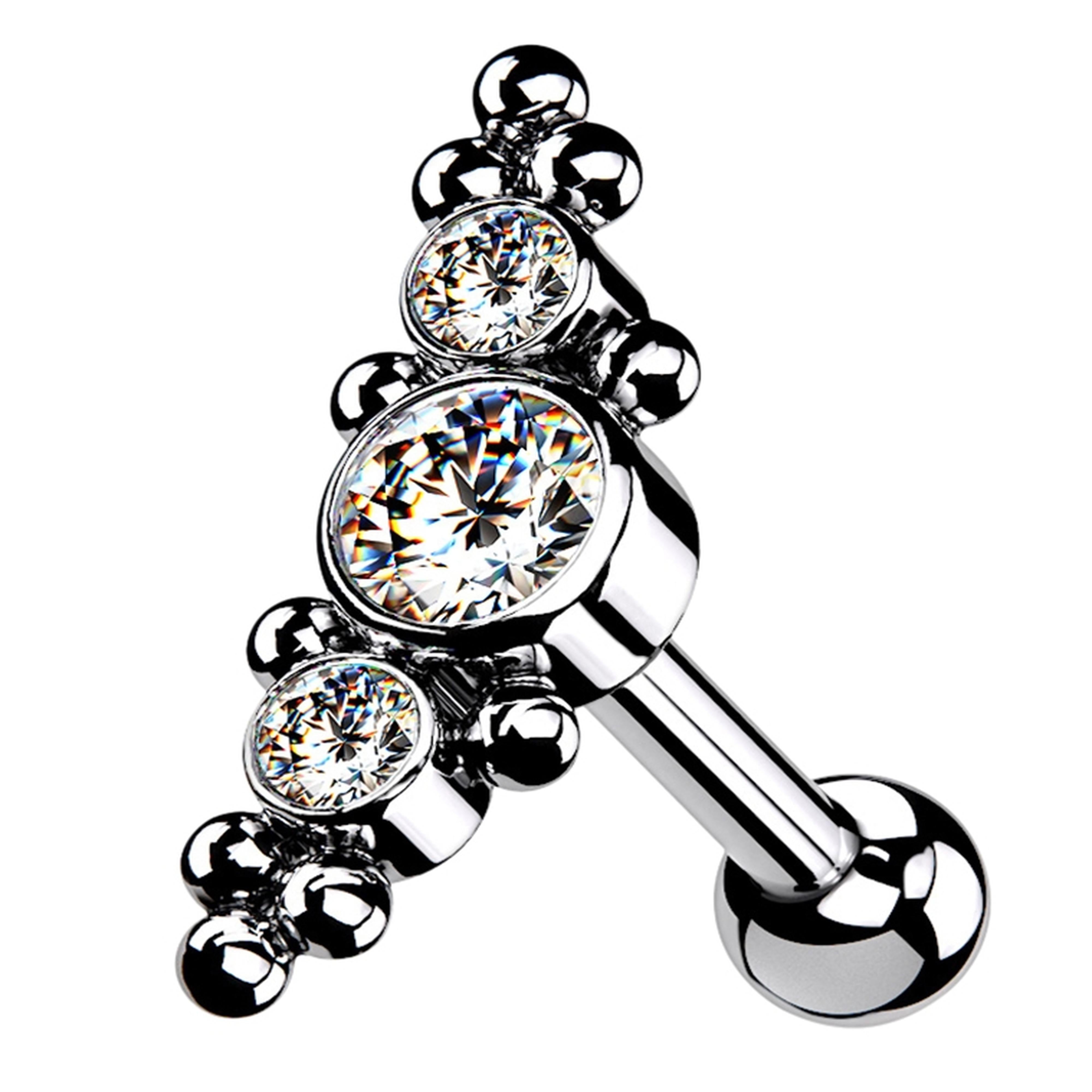 Horde Cluster Black Aurora CZ Titanium Threadless Barbell