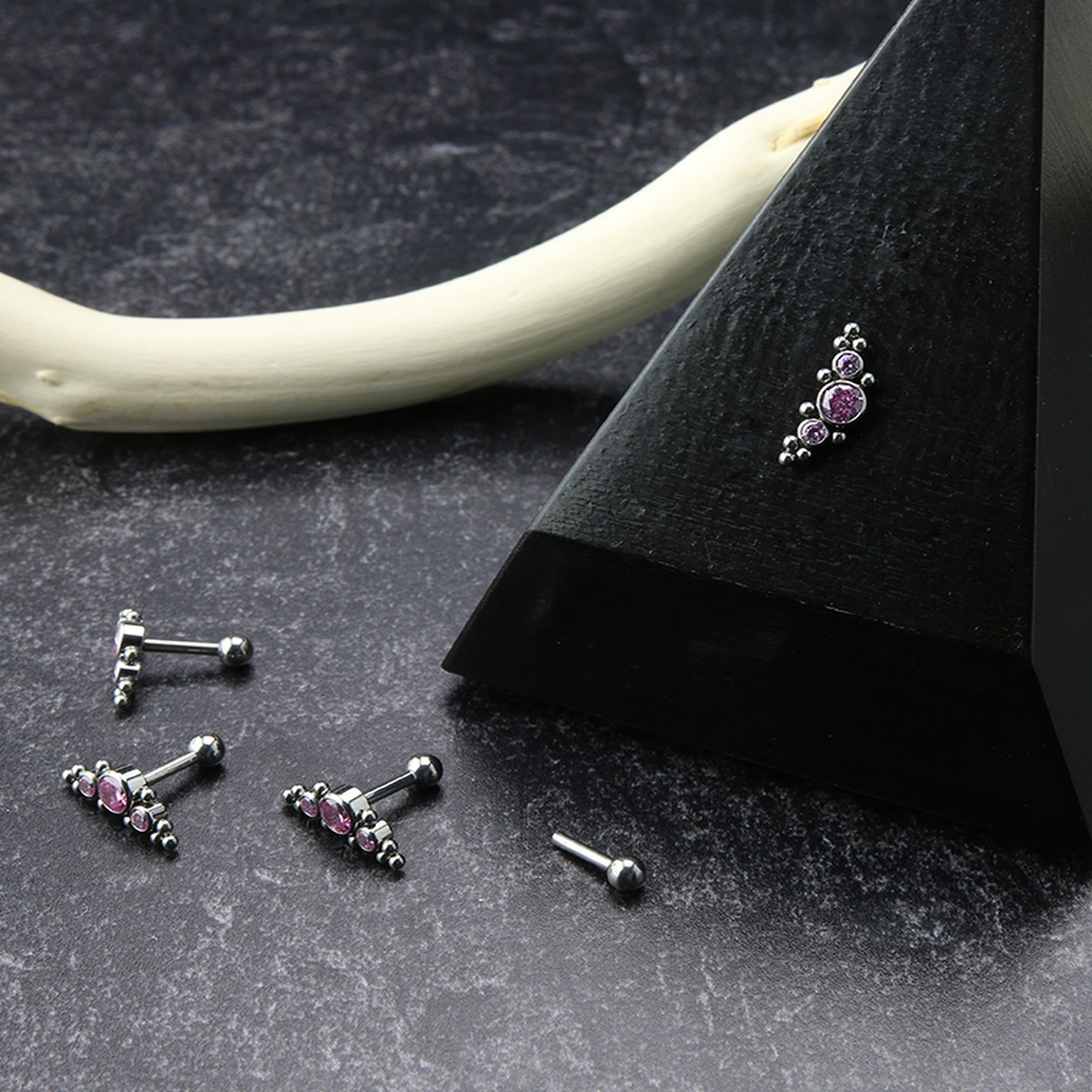 Horde Cluster Pink CZ Titanium Threadless Barbell