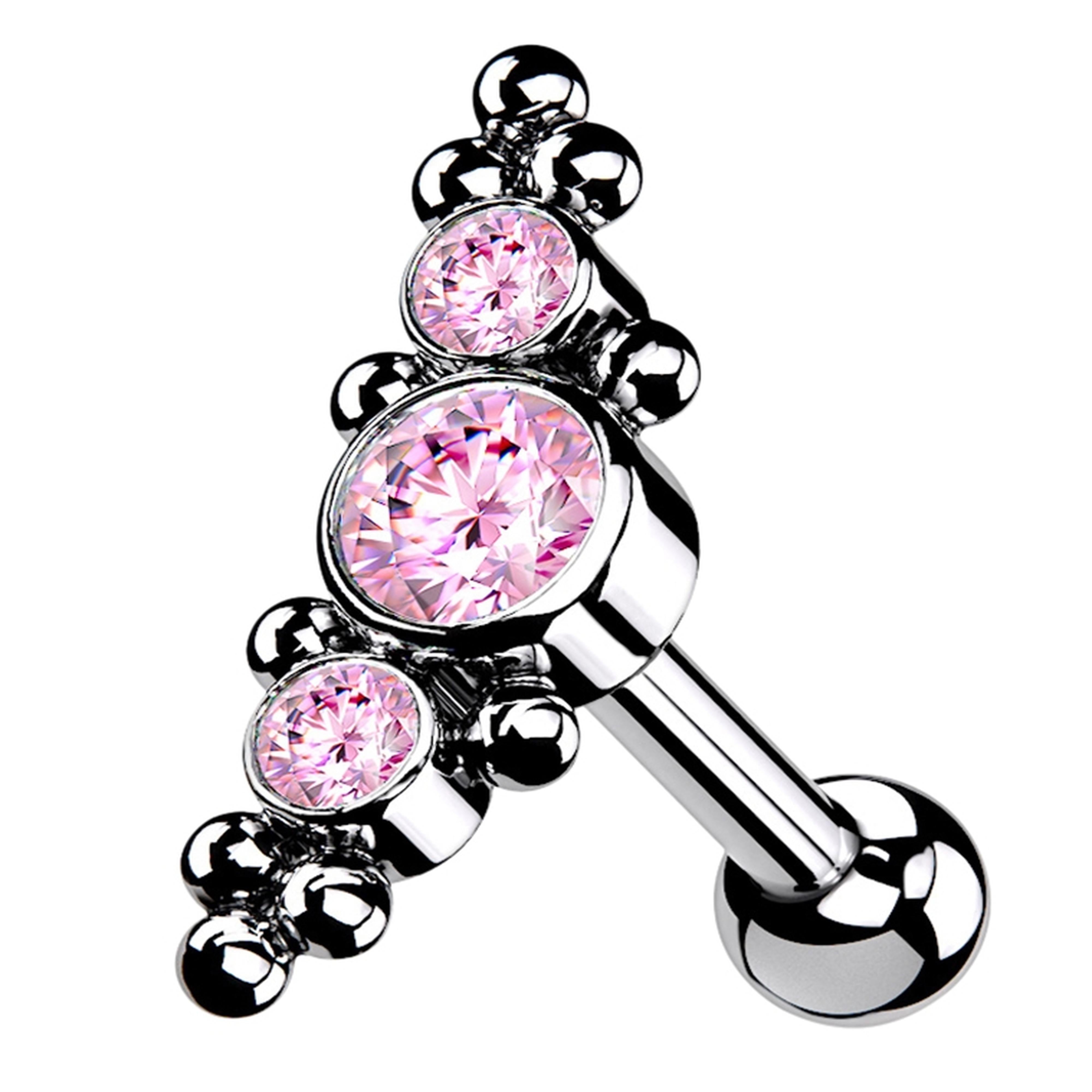 Horde Cluster Pink CZ Titanium Threadless Barbell