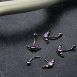 Horde Cluster Pink CZ Titanium Threadless Curved Barbell