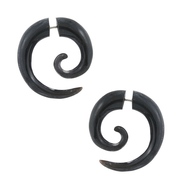 Horn Fake Gauge Spiral Earrings