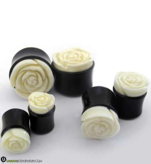 Horn Plugs With Rosebud Inlay