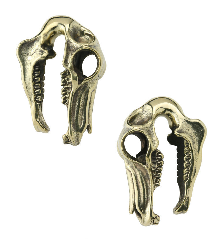 Horse Skull Brass Hangers - Earrings