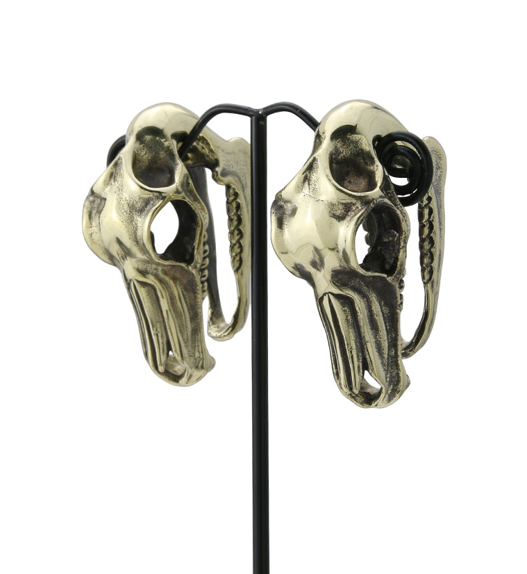 Horse Skull Brass Hangers - Earrings