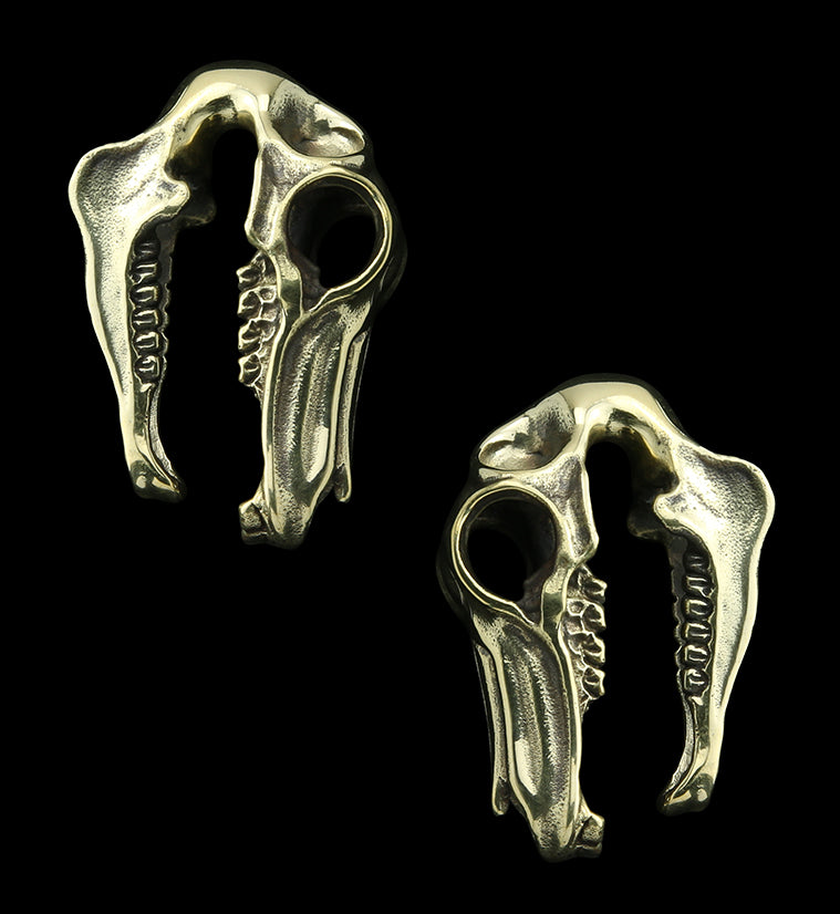 Horse Skull Brass Hangers - Earrings