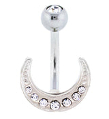 Horseshoe Moon CZ Belly Button Ring
